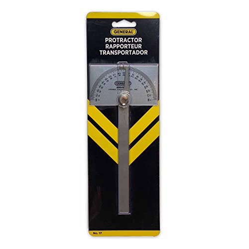 General Tools Angle Protractor #17 Stainless Steel Square Head - Measuring Tool for Carpenters & Woodworking Hobbyists