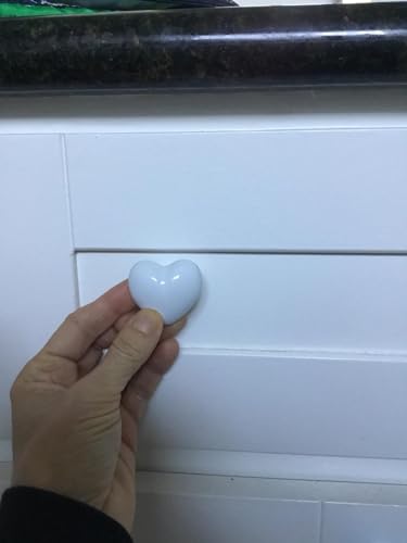 10 Pack Ceramic Heart knob White Drawer Knobs, Heart Shaped Dresser Knobs Cute Kitchen Cabinet Pull Handles, Small Vanity Knobs Hardware Closet Cupboard Knobs