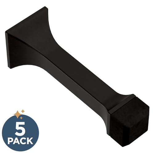 Franklin Brass Classic Edge (5-Pack) Door Stop 3' Matte Black Stoppers, Baseboard, Solid Rigid Bumper, Protect Walls/Doors B47252K-FB-C