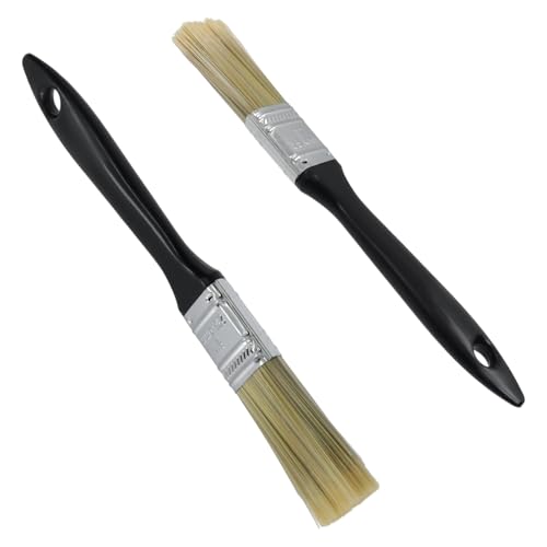 KUMGROT 2 Pcs 1 Inch Paint Brush Set, Soft Horsehair Long-Handled Brushes for Paint & Pigment Furniture Renovation Exterior Walls Wood Paneling, for Detailed Touch-Ups and Spot Repairs - size: 1"