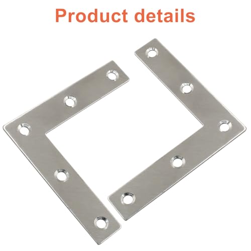 Bivethoi 10 Pack Repair Mending Bracket Plate, Stainless Steel Flat L Brackets, Flat Angle Corner Brace Bracket, Heavy Duty L Corner Brace Joining Plate with Screws(80 mm x 80 mm) - size: 80*80mm/3.15*3.15''(10 pcs)