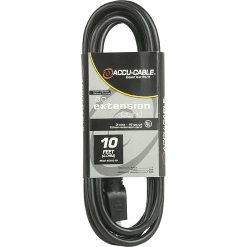 Accu Cable EC163-6 Black 16 Gauge 6 Ft Extension Cable