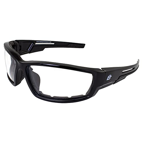 Birdz Eyewear Swoop Anti-Fog Padded Motorcycle Sunglasses Riding Glasses 2 Pairs Black Frame with Clear & Smoke Lenses for Day & Night ANSI Z87 .1 (Clear/Smoke)