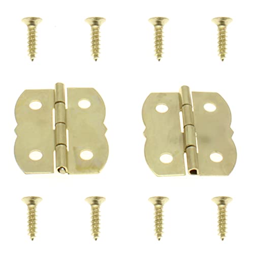 Retro Style Duckbilled Toggle Hasp Latch Heart-Shaped Padlock and Antique Mini Folding Hinge Kit with Mouting Screws for Repair/Decorative Wooden Jewelry Box(Gold)