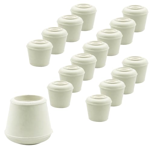 16pcs 3/4 Inch Round Chair Leg Tips Caps, Non-Slip Rubber Chair Leg Floor Protectors, White Furniture Leg Caps Fit for 0.7"-0.75" (18-19mm) Diameter Round Feet - size: 3/4 Inch-White