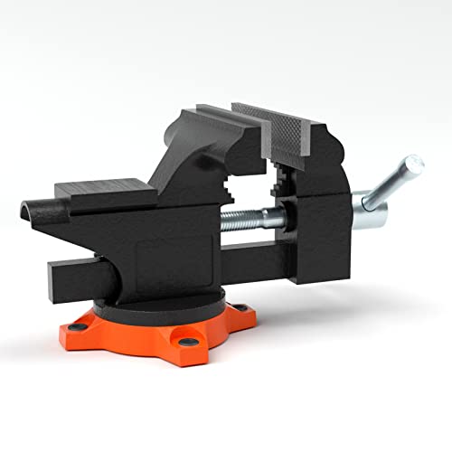 VEVOR Bench Vise, 4.5-inch Jaw Width 3.3-inch Jaw Opening, 240-Degree Swivel Locking Base Multipurpose Vise w/Anvil, Heavy Duty Cast Iron Workbench Vise w/Bolts & Nuts, for Drilling, Pipe Cutting - size: 4.5 Inch