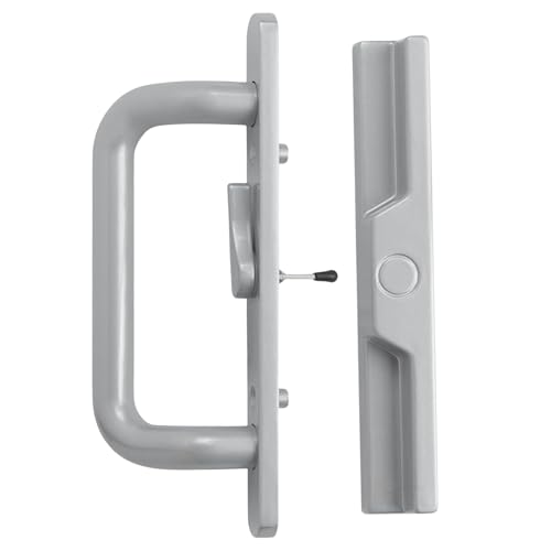 Center Latch Handle Set for Sliding Patio Doors Repair - Smooth Secure Grip | Corrosion-Resistant | Patio Glass Door Handle Replacement, Right-Handed Orientation - Center Latch (Grey)
