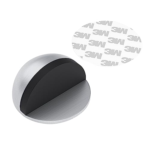 4 Pack Door Stoppers, 3M Adhesive Door Stopper, Stainless Steel Half Dome Floor Door Stop, Brushed Nickel Door Stops, No Drill Door Stopper for Office, Bedroom,Bath Shower Room (Non-magnetic)