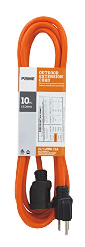 Prime Wire & Cable EC501610 10-Foot 16/3 SJTW Medium Duty Extension Cord, Orange