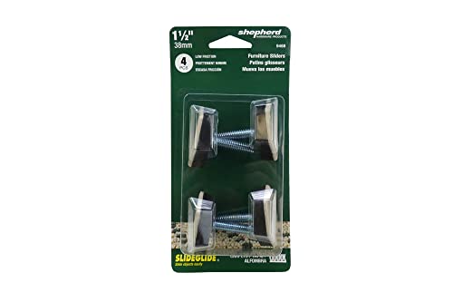 Shepherd SlideGlide 1-1/2" Hex-Base Protective Furniture Sliders with Threaded Stem, Screw-On Heavy-Duty Furniture Mover Pads for Carpet, Set of 4, Beige