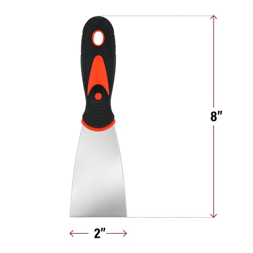 SteadMax 2” Putty Spackle Knife Scraper, Soft Grip, Designed for Repairing, Drywall, and Finishing Paint, Removing Mud, Decals, Wallpaper, Plaster Scraping, Putty, & Adhesive, Taping Knife Metal Tool