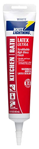 White Lightning W21000005 Latex Ultra Kitchen and Bath Premium High Gloss Sealant, White, 5.5 fl. oz. - color: White, size: 5.5 OZ