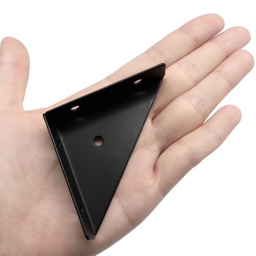 4 Pcs Triangle Corner Brace Brackets with Screws, 66mm x 66mm Angle Shelf Bracket for Furniture Reinforcement, Desk Connector, Bed Frame Support (Black)