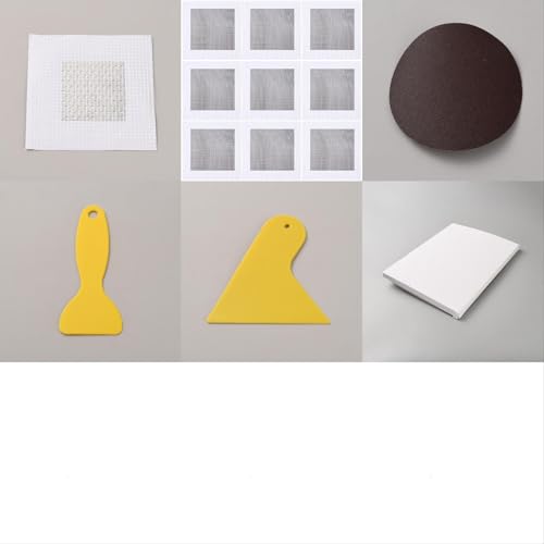 GORGECRAFT 10 Pack Dry Wall Mesh Patch Cover Drywall Repair Kit 2x2 5.9x5.9 Aluminum Self-Adhesive Hole Repair Patch with Scraper and Sandpaper for Bathroom Nail Holes Outlets Ceiling Plaster Wall