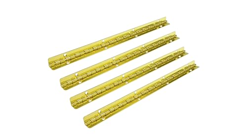 QCAA 90 Degree Stop Long Piano Hinge, Durable Steel Box Case Hinge, 150 mm x 9 mm(5.91" x 0.35"), Brass Plated, Made in Taiwan, 4 Pack - color: Brass(5.91"), size: 4 Pack