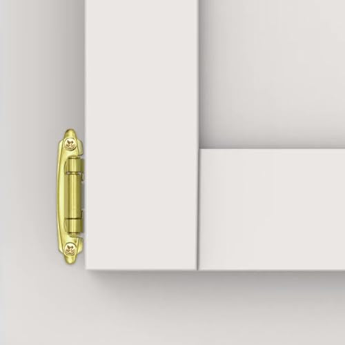 Gold Cabinet Door Hinges 1/2 Inch Overlay (Variable),50 Pack 25 Pairs Flush Face Mount Cupboard Self-Closing Kitchen Cabinet Hinges with Brass Screws - color: Gold, size: 50 PCS(25 Pairs)