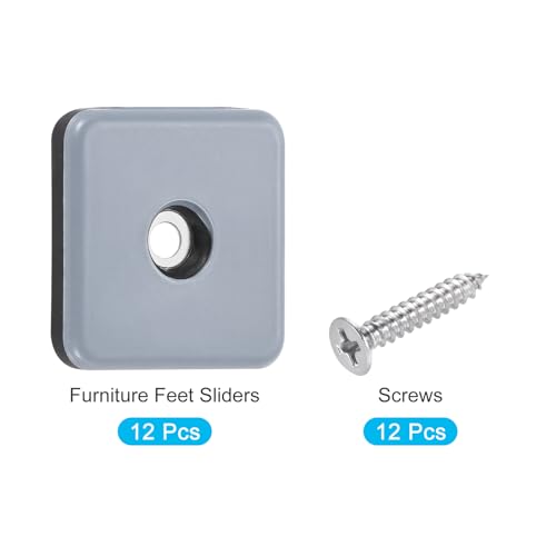METALLIXITY Screw on Furniture Sliders (40mm/1.57in) 12Pcs, PTFE Square Chair Glides Slider with Screws - for Chairs Sofa Furniture, Black+Blue - size: 40mm/1.57in