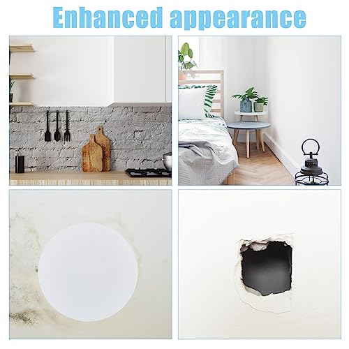 SUPERFINDINGS 8Pcs Plastic Flat Blank Wall Hole Cover Sheets with 60PCS Plastic Stickers 5.98inch PVC Material Dustproof Cover Plate Flat Round Frosted Blank Plate for Wall Plasterboard Hole Covering