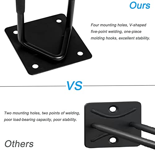 Garage Hook Hangers 2 Pcs, Shovel Holder Wall Mount, Rake Racks, Upgraded Ladder Hanger, Heavy Duty Folding Chair Rack, Garden Tool Hooks for Hanging Yard Tools, Ladders, Bikes and More