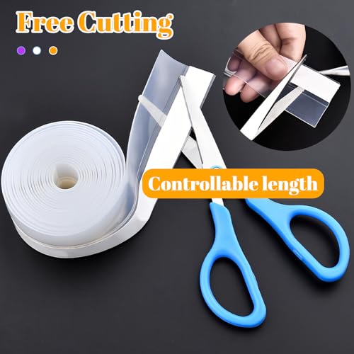 ZOMPAGO Weather Stripping 1.35in x 16.4FT Clear SiliconeDoor Seal Tape for Windows Draft Blocker Insulation Self Adhesive Removable for Home Garage RV - size: 1.35" X 16.4ft