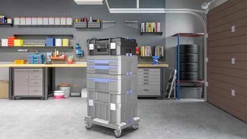 18 Inch Flat Top Tool Box | AIRAJ Stackable Modular Tool Organizer Box Storage System | Garage Storage | Home Repair | Professional Use | (SC1-A)