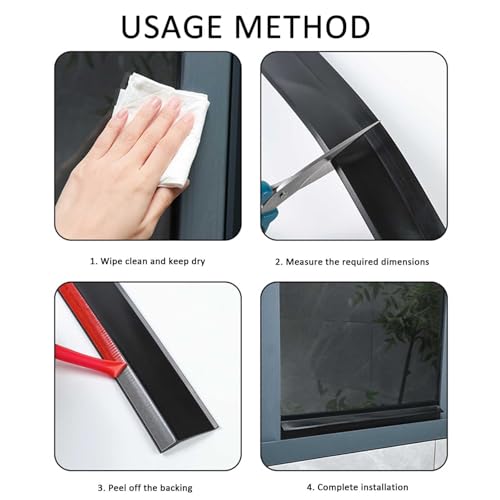 Door Rain Drip Edge Exterior Rubber Weather Stripping, Outdoor Self-Adhesive Window Rain Deflector, Weatherproof Sill Water Barrier Strip for Sliding Window Overhang & Sill - size: Width 5.5cm Length 5m