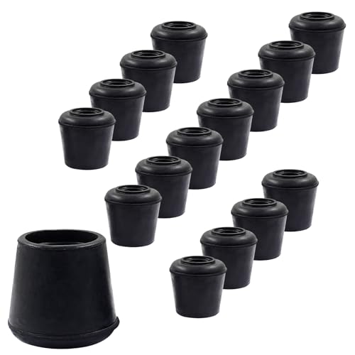 16pcs 1 Inch Round Chair Leg Tips Caps, Non-Slip Rubber Chair Leg Floor Protectors, Black Furniture Leg Caps Fit for 0.94"-1" (24-25mm) Diameter Round Feet - size: 1 Inch-Black