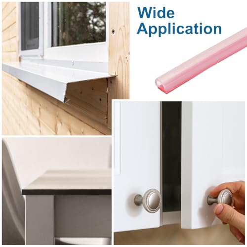 PATIKIL Silicone Weather Stripping Door Seal, 9.8 ft D Shape Weather Stripping Self Adhesive Door Seal Strip for Door Frame, Window Sealing, Large Gap, 1/5" Wx5/128 Tx5/32 H, Clear/Red - size: 9.8 ft Long, 1/5"Wx5/128"Tx5/32"H