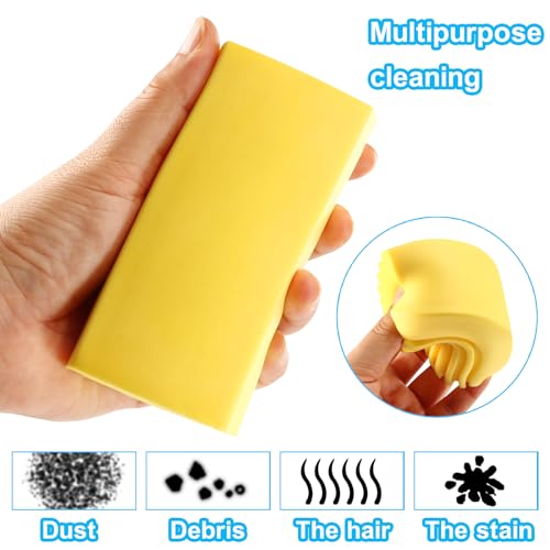 4-Pack Damp Cleaning Sponge Brush Set - Suitable for Kitchen and Car Window Cleaning,Mirrors, Window Track Grooves, Multi-Functional Cleaning Products That are Efficient Cleaning Tools(Yellow) - color: Yellow