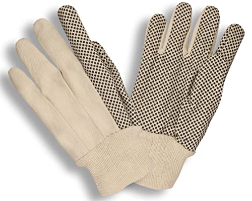 Cordova 2610 Medium Weight Gloves, Cotton Canvas, Black PVC Dots, Knit Wrist, Large, 12-Pack - size: Large