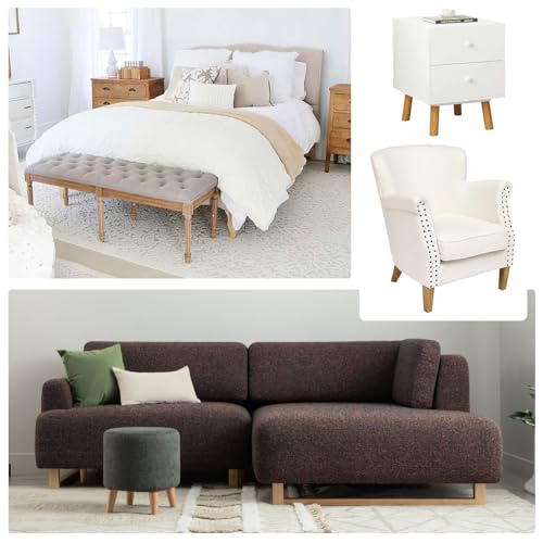 HINZIC 8 Sets Leg Mounting Plates, Furniture Legs Attachment Industrial Strength T-Plate M8 Sofa Legs with Hanger Bolts Screws for Leg Chair Couch Cabinet Couche Repair