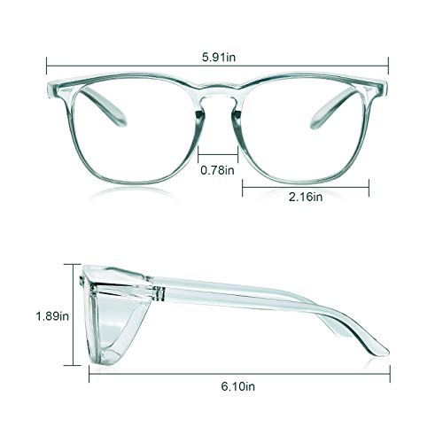 Stylish Safety Glasses Goggles for Women Girls Anti-fog Glasses Protective Eyewear Clear Glasses - color: 1 Pack: Blue