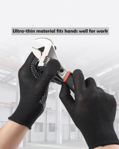 24 Pairs Work Gloves Bulk - Anti-slip Lightweight Gloves -Thin Glove for Driving Construction Cycling Working - color: Black