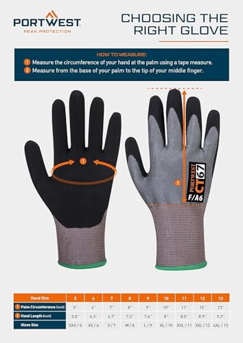 Portwest Anti Impact Cut Resistant Glv Ressistant Safety Work Protection Maximum Abrasion ANSI 105, 3 XL - size: 3 XL