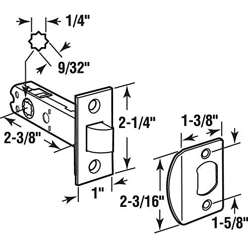 Prime-Line E 2281 Passage Door Latch, 9/32 in. and 1/4 in. Square Drive, Steel, Brass Finish (Single Pack) (Pack of 2) - color: Brass, size: 1 Count (Pack of 2)
