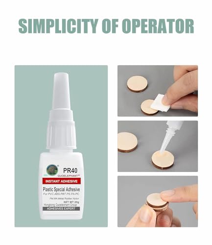 Super Glue for Plastic, Instant Strength - Waterproof, Heat-Resistant, Clear Glue with Precise Nozzle. Instant Super Glue for Model, Vinyl, Crafts, Acrylic, PVC, ABS, PBT, PS, PA, PC, PM, MA, Nylon