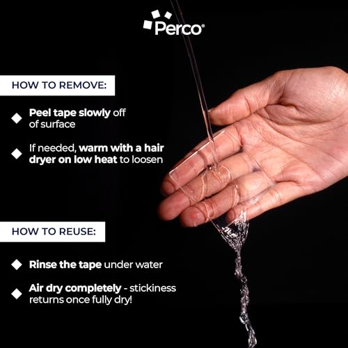 Perco Double Sided Tape Squares, Clear Nano Tape, 15 3"x3" Pre-Cut Mounting Squares – Heavy Duty Adhesive for Wall Décor, Mirrors, Photo Frames, Hanging, Crafts, DIY, Industrial Use, Home Projects - size: 3x3 Inches