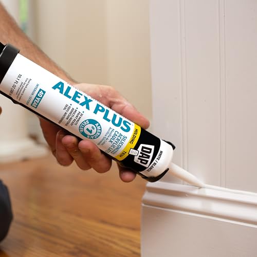 DAP Alex Plus Acrylic Latex Caulk, White, 10.1 Oz (7079818152) - size: 10.1 Oz