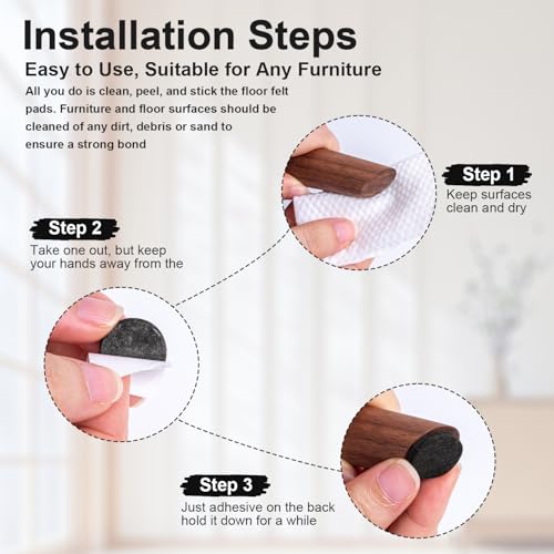 48 PCS Felt Furniture Pads, 1-inch Square Black Chair Felt Pads, Felt Pads for Furniture Feet to Protect The Floor from Scratches,Reduce Noise (Black) - size: Square 48PCS-Black