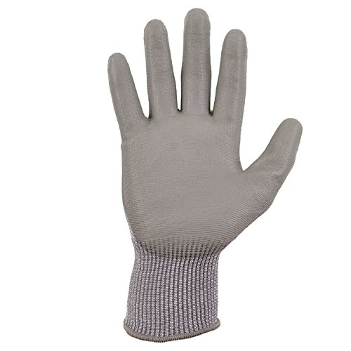 Ergodyne ProFlex 7024 Cut Resistant Work Gloves, ANSI A2, PU Coated Palms for Flexible No Slip Grip, Abrasion Resistant, 13g, Touchscreen Capable, Gray, Large - size: Large