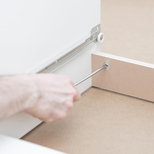 MOUYAT 6 Pairs 16 inch Bottom Mount Drawer Slide, Heavy Duty Drawer Rails with Mounting Screws, Replace Drawer Track Hardware, Fits Bottom/Side-Mounted Drawer, White
