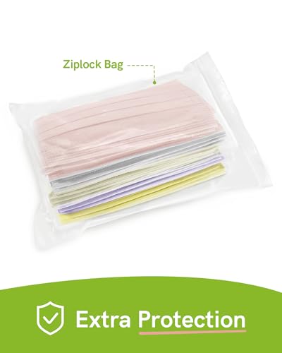 FriCARE Disposable Face Masks, 3-Ply ASTM Level 3 Medical Grade, Breathable & Comfortable for Adult Daily Work/Sun Protection, 50 Pack Peach Blossom Dream - color: Peach Blossom Dream