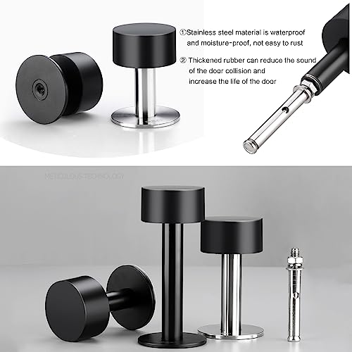 2 Pcs Door Stoppers, Heavy Duty Modern Cylindrical Doorstops Without Drill, Rubber Bumper Adhesive Door Stop Wall Protector,2.36inch