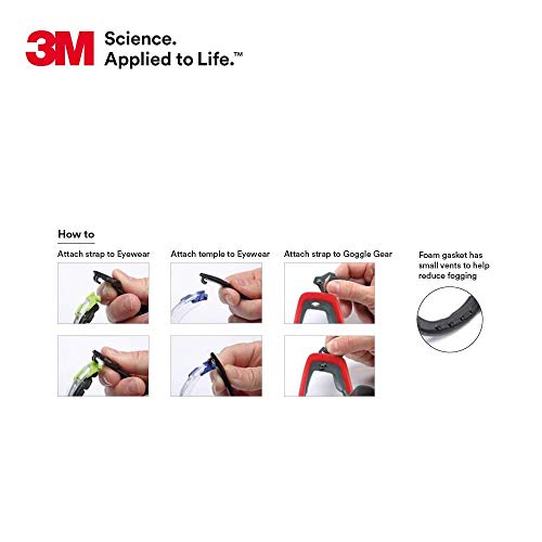 3M Safety Glasses, Solus 1000 Series, ANSI Z87, Scotchgard Anti-Fog, Clear Lens, Blue/Black Frame, Removable Foam Gasket and Strap, Pack of 1 - size: Single, style: Clear Lens, Blue/Black Frame With Gasket