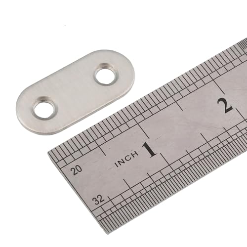 Woogim 40PCS Flat Straight Brace Stainless Steel Flat Plate Straight Brackets Furniture Repair Connecting Plate for Bookshelf, Table and Chair Repair,1.41"*0.62"/36 * 16mm-2 Holes Screws Included