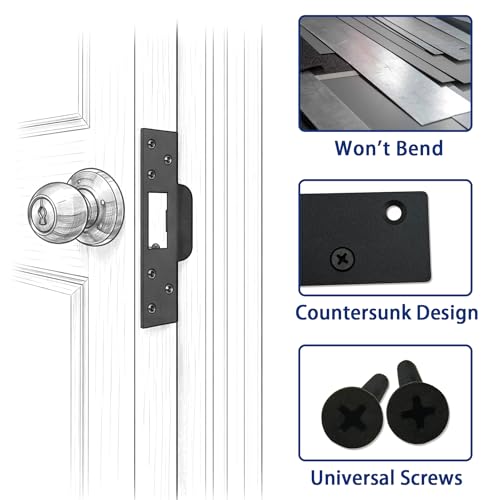 Extra Long Door Strike Plate 7", Heavy Duty Door Reinforcement Plate for Frame Repair & Security, Metal Strike Plate with Long Screws, Black