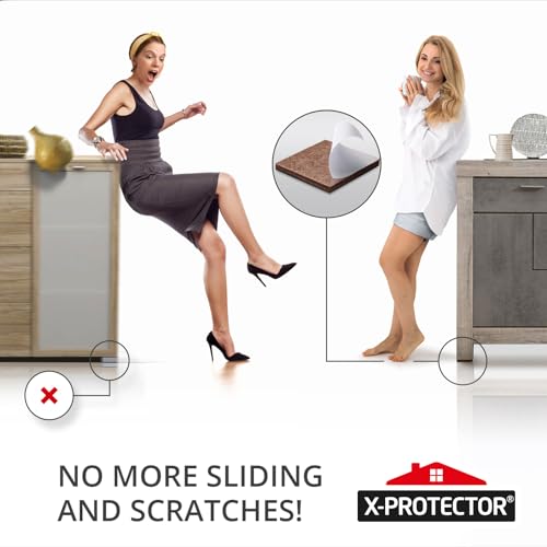 Non Slip Furniture Pads X-PROTECTOR 48 PCS - 32 pcs 1” Round + 16 pcs 2" Square Furniture Grippers! Rubber Feet Hardwood Floor Protectors for Furniture Legs - Couch Stoppers - Keep Furniture in Place! - size: 1 inch + 2