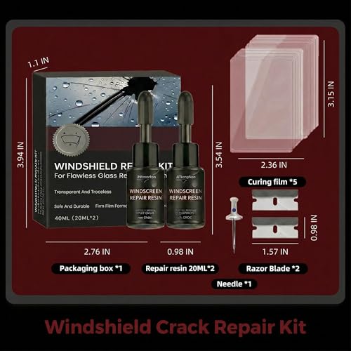 Fvquhvo Windshield Repair Kit, Nano Glass Repair Liquid for Car Window Cracks, Windshield Chip Repair Kit, Bullseye and Star-Shaped Cracks, DIY Auto Glass Restoration Tool with UV Curing Resin