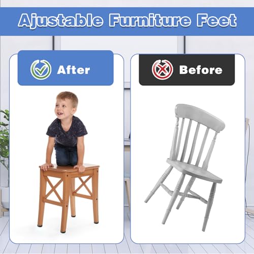 12 Pack Furniture Leveling Feet Adjustable Furniture Feet Table Legs Heavy Duty Leveling Feet Screw on Furniture Levelers for Table Cabinets Chairs Bar Stool Desk Dresser Wood Legs (M6) - size: M6