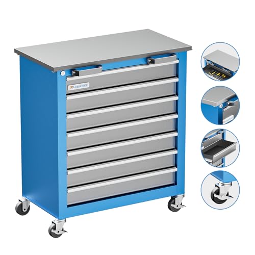 LARBANKE Tool Chest,7-Drawer Rolling Toolbox Chest,Rolling Tool Chest on Wheels with Keyed Locking System,and 4 Foot Pad,Tool Chet can be Combined Cabinet Set with 5-Drawer Tool Chest,for Garage - style: 7 Drawer Rolling Tool Chest
